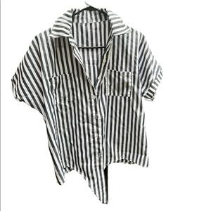 Stripe tie button up shirt